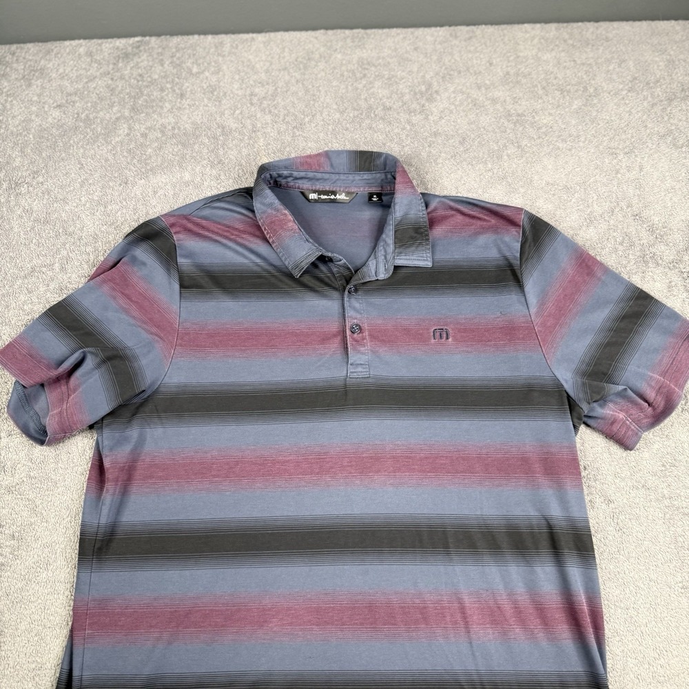 Travis Mathew Shirt Mens XL Polo Short Sleeve Lightweight Golf Casual Gray Black